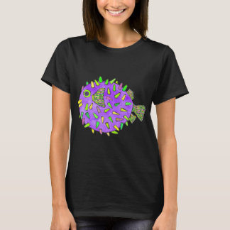 Lila Kugelfisch-Wasserfarben-Design T-Shirt