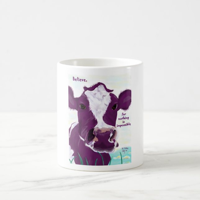 Lila Kuh Flug absolut vielleicht erwägend Kaffeetasse (Mittel)
