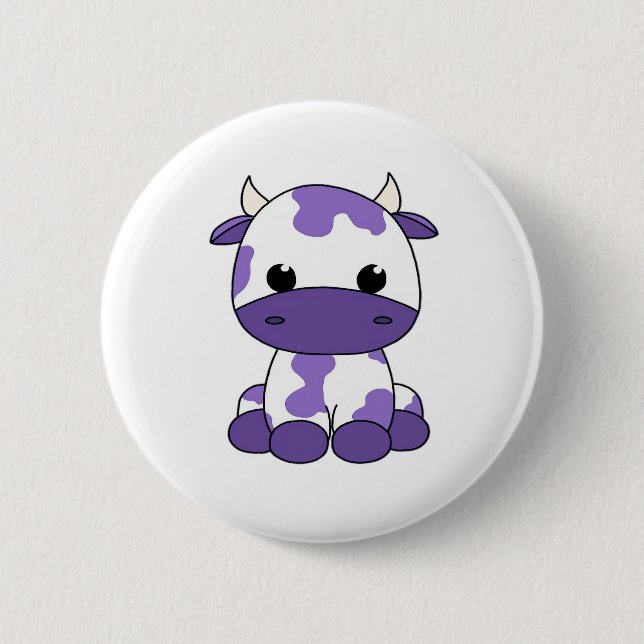 Lila Kuh Oversifizierter T - Shirt_1 Button (Vorderseite)