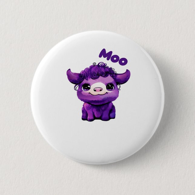 Lila Kuh Oversifizierter T - Shirt Button (Vorderseite)