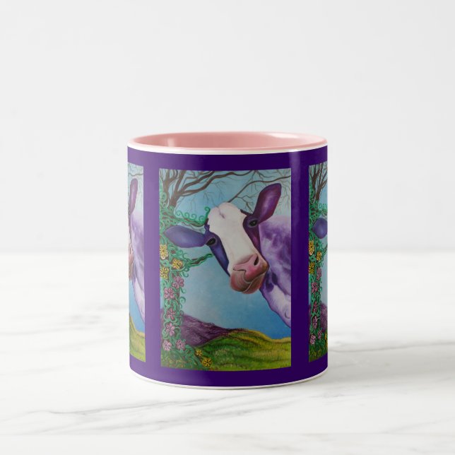 Lila Kuh Zweifarbige Tasse (Mittel)