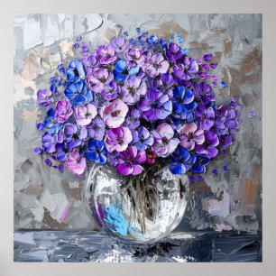 Lila Kunstdrucke in Blau und Grau Poster
