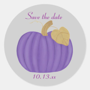 Lila Kürbis, Goldleder, Save the Date Aufkleber