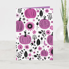 Lila Kürbis und Blume im Herbst personalisiert Einladung