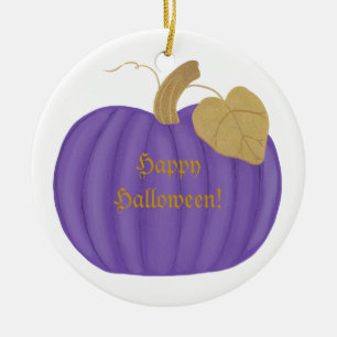 Lila Kürbisgoldleaf, Halloween-Ornamente Keramikornament