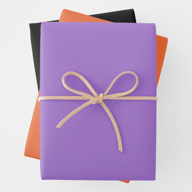 Lila Kürbisschwarz Halloween-Geschenkpapier Geschenkpapier Set (Beispiel)