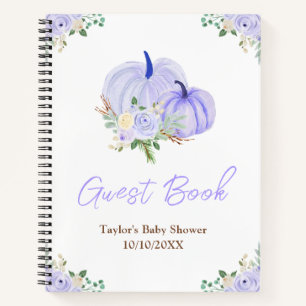 Lila Kürbisse Florale Babyparty-Gästebuch Notizbuch