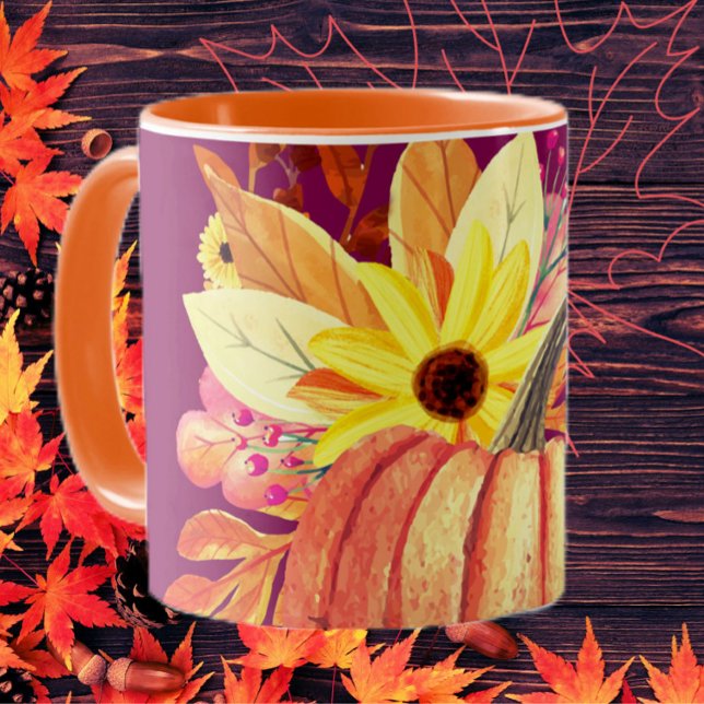 Lila Kürbiswein mit Blumenorange Tasse (Von Creator hochgeladen)