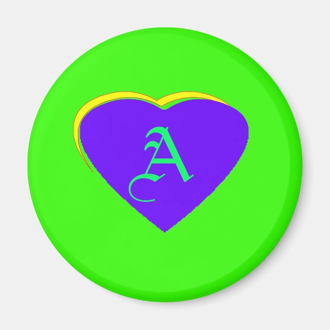 Lila, kurvengelber Hintergrund Grüner Templer Magnet (Vorne)
