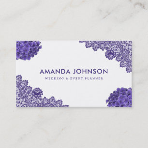Lila Lace Hydrangea Floral Wedding Event Planner Visitenkarte
