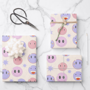 Lila Lächelmuster Geschenkpapier Set