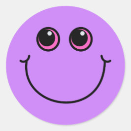 Lila lächelndes Emoji-Gesicht Runder Aufkleber