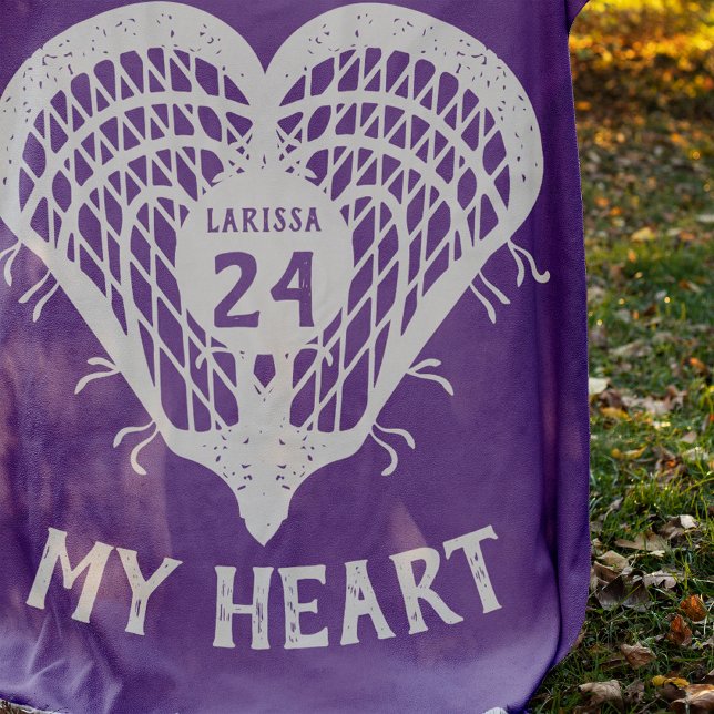 Lila Lacrosse My Heart Fleece Blanket (Von Creator hochgeladen)