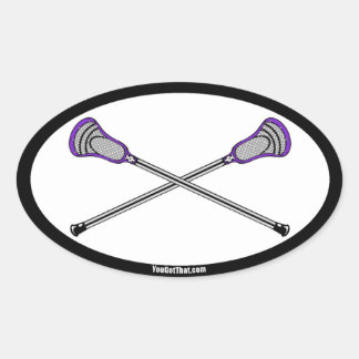 Lila Lacrosse Sticks Ovaler Aufkleber
