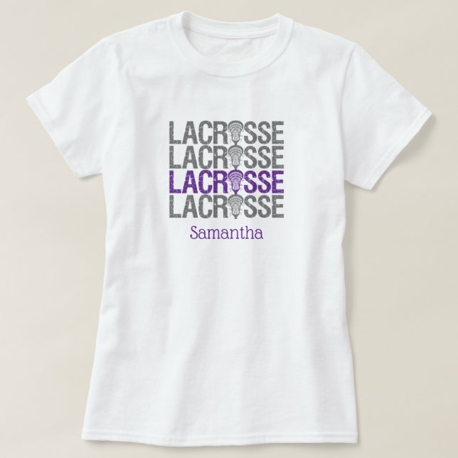 Lila Lacrosse Word T-Shirt (Design vorne)