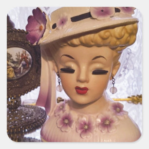 Lila Lady Head Vase Blume Parfüm Flasche Quadratischer Aufkleber