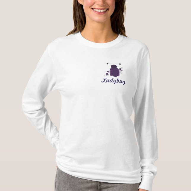 Lila Ladybug-Design T-Shirt (Vorderseite)