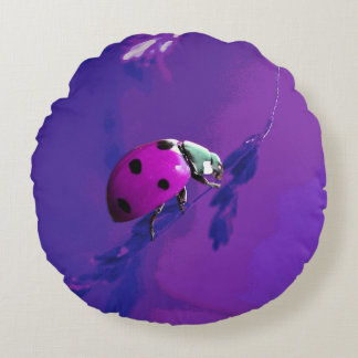 Lila Ladybug Rundes Kissen