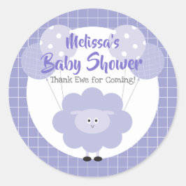 Lila Lamb Baby Dusche Danke Ewe Niedlich Kawaii Runder Aufkleber