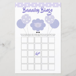 Lila Lamb Baby Dusche Niedlich Sweet Bingo Game Ca