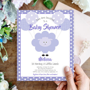 Lila Lamb Budget Niedlich Babydusche Einladung