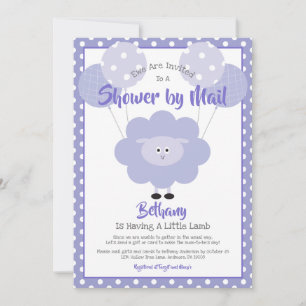 Lila Lamm-Baby-Party Geschlechtsneutral Süß Kawaii Einladung
