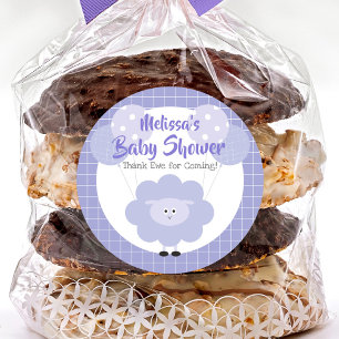 Lila Lamm-Baby-Shower-Danke-Schaf-Cute-Kawaii Runder Aufkleber
