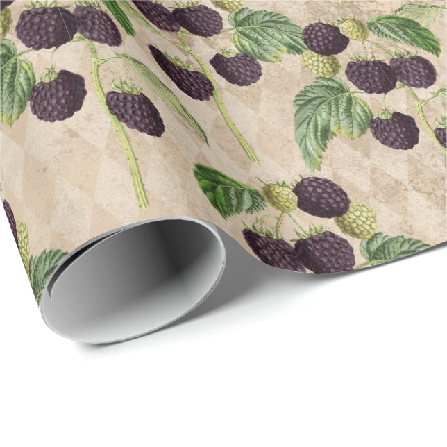Lila Landbeeren Geschenkpapier (Rolleneckpunkt)