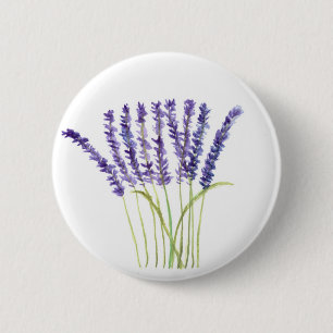 Lila ländliche Lavendelblumen in Aquarell Button