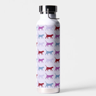Lila laufende Katzenmuster Trinkflasche