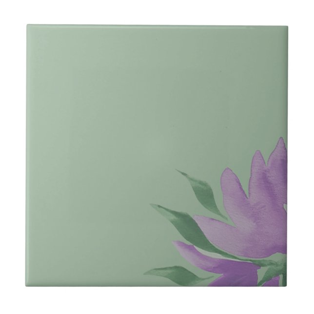 Lila Lavander Watercolor Elegante Fliese (Vorderseite)