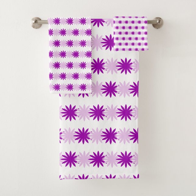 Lila Lavendel Abstraktes Blumenbadetücher Set (Insitu)