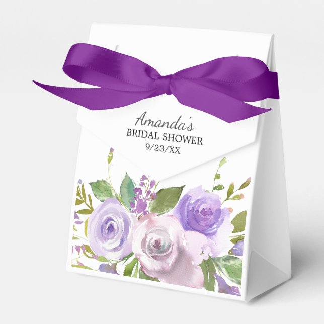 Lila Lavendel Blume Brautparty Bevorzugung Box Geschenkschachtel (Vorderseite)