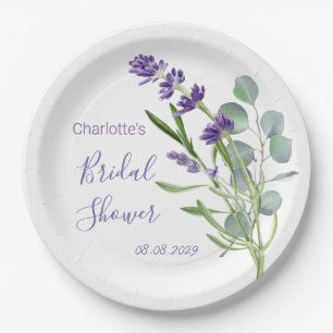 Lila Lavendel-Blume Eucalyptus Foliage Pappteller