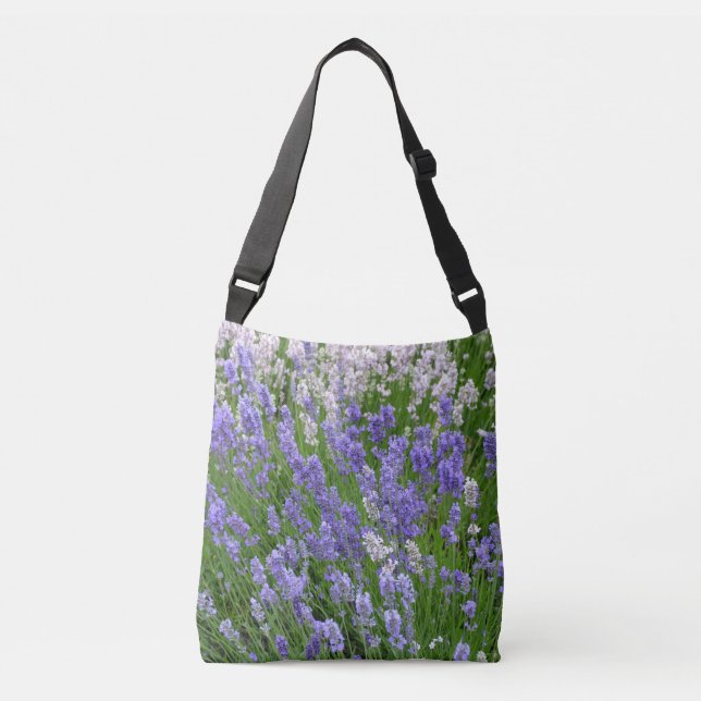 Lila Lavendel-Blume Tragetaschen Mit Langen Trägern (Vorderseite)