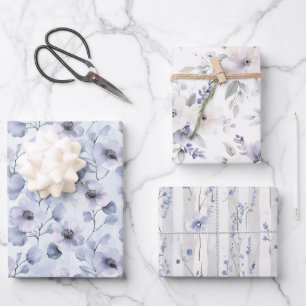 Lila Lavendel Blumen Hochzeitsdusche Geschenkpapier Set