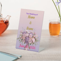 Lila Lavendel Blumen Ombre Hochzeitstischschild