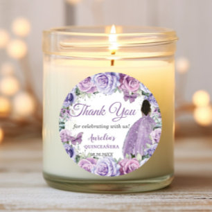 Lila Lavendel Blumen Quinceañera Braune Prinzessin Runder Aufkleber