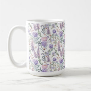 Lila Lavendel-Blumenmuster Cottagecore  Kaffeetasse