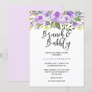 Lila Lavendel Blumenrose Brunch und Champagner Einladung