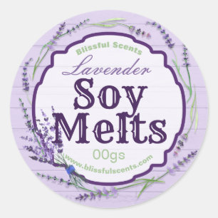 Lila Lavendel Country Wood Soy Wax schmilzt Labels Runder Aufkleber