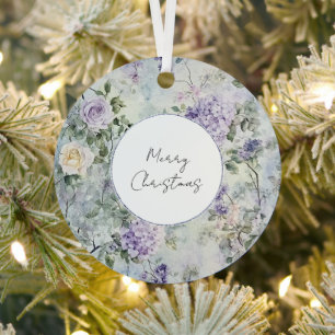 Lila Lavendel Creme Rose Blumenfest Ornament Aus Metall