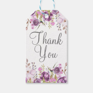 Lila Lavendel Flieder Aquarell Florale Hochzeit Geschenkanhänger