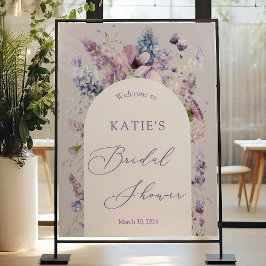 Lila + Lavendel Flora Brautparty Begrüßungszeichen Poster
