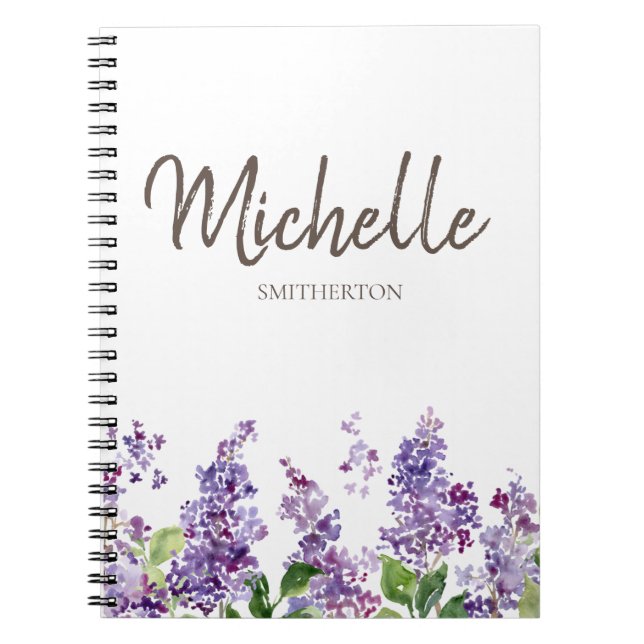 Lila Lavendel Floral Blume Custom Notebook Notizblock (Vorderseite)