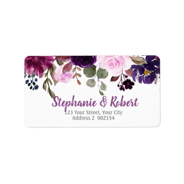 Lila Lavendel Floral Boho Adressetikett (Vorne)