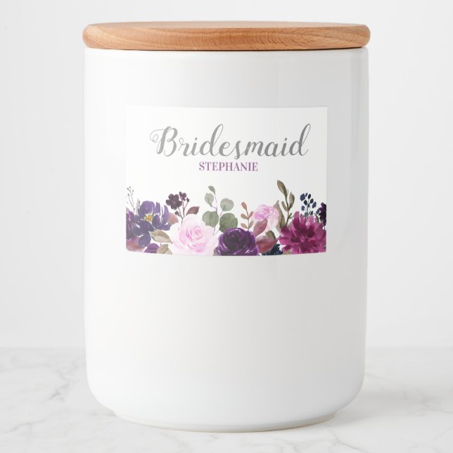 Lila Lavendel Floral Boho Hochzeitsgetränk Lebensmitteletikett (Vorderseite)