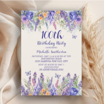Lila Lavendel-Floral-Schmetterlinge 100. Geburtsta