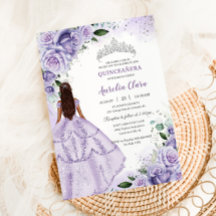 Lila Lavendel Floral Silber Quinceañera Sweet 16