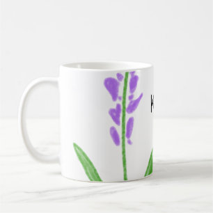 Lila Lavendel florale Aquarellfarbe Name cu Kaffeetasse